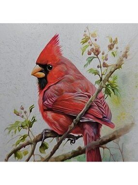 4x6 Northern Red Cardinal Bird‎ Gorgeous Watercolor Oil Painting Art Print